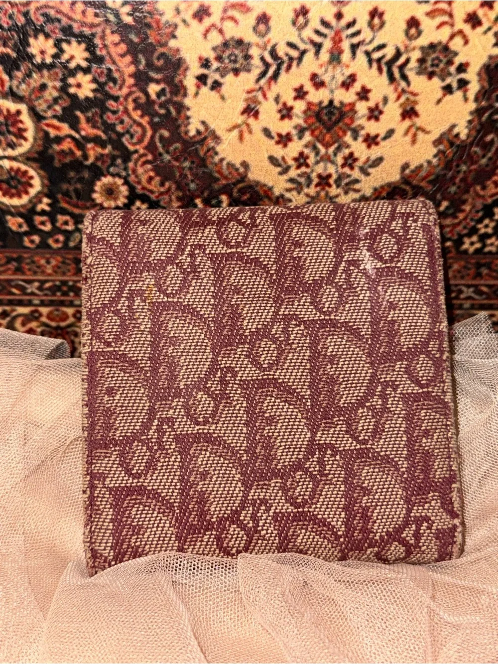 Vintage Christian Dior Burgundy Fold Wallet